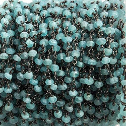 3mm Matte Apatite faceted rondelle Black Gold Chain by the foot 36 pieces (ONLINE ORDER ONLY)