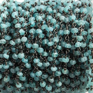 3mm Matte Apatite faceted rondelle Black Gold Chain by the foot 36 pieces (ONLINE ORDER ONLY)