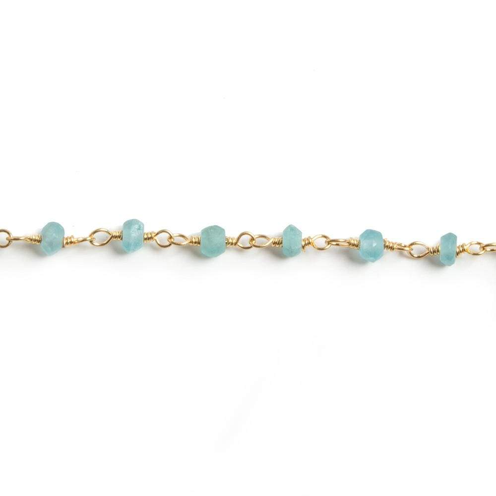 3mm Matte Apatite faceted rondelle Gold Chain by the foot 40 pieces (ONLINE ORDER ONLY)
