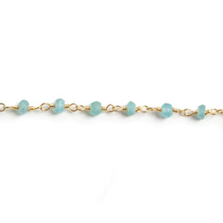3mm Matte Apatite faceted rondelle Gold Chain by the foot 40 pieces (ONLINE ORDER ONLY)