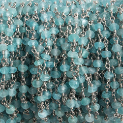 3mm Matte Apatite faceted rondelle Silver Chain by the foot 36 pieces (ONLINE ORDER ONLY)