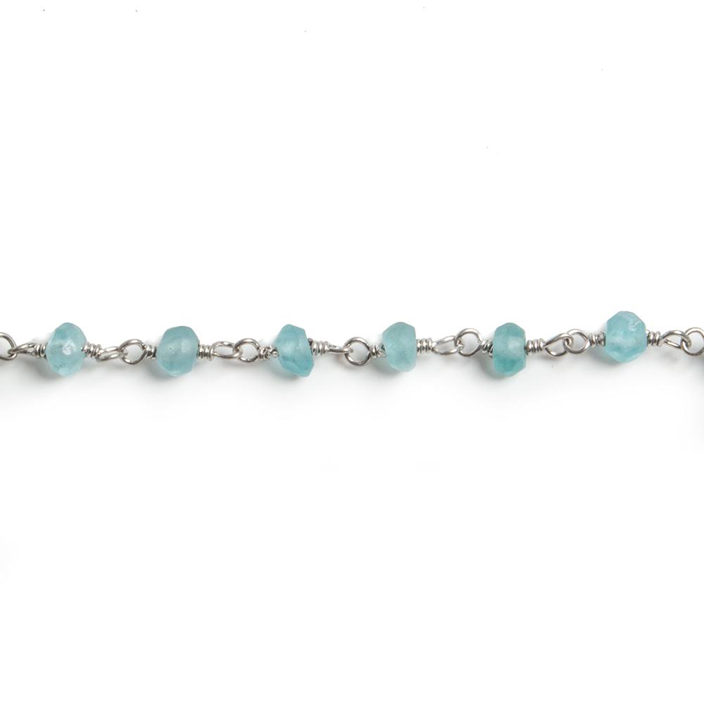 3mm Matte Apatite faceted rondelle Silver Chain by the foot 36 pieces (ONLINE ORDER ONLY)