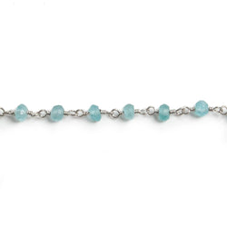 3mm Matte Apatite faceted rondelle Silver Chain by the foot 36 pieces (ONLINE ORDER ONLY)