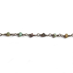 3mm Matte Chrysocolla faceted rondelle Black Gold Chain by the foot 36 pieces (ONLINE ORDER ONLY)