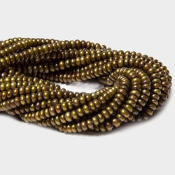 3mm Matte Olive Green Center Drilled Button Freshwater Pearls 15.5 in 220 pcs (ONLINE ORDER ONLY)