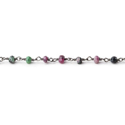 3mm Matte Ruby in Zoisite faceted rondelle Black Gold Chain by the foot 36 pieces (ONLINE ORDER ONLY)
