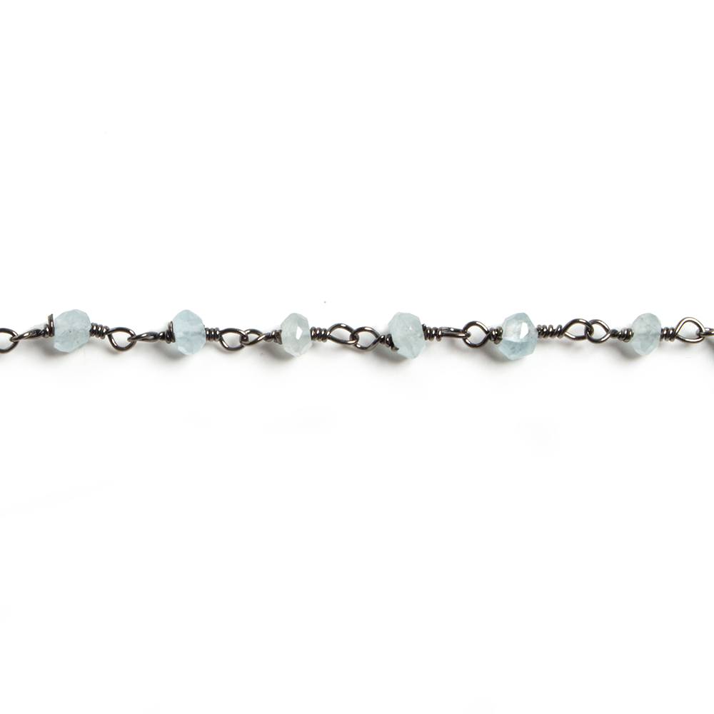 3mm Milky Aquamarine faceted rondelle Black Gold Chain by the foot 36 pieces (ONLINE ORDER ONLY)