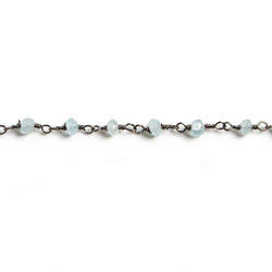 3mm Milky Aquamarine faceted rondelle Black Gold Chain by the foot 36 pieces (ONLINE ORDER ONLY)
