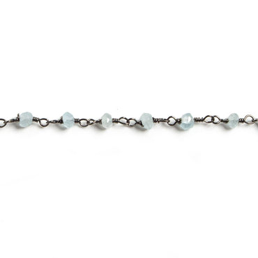3mm Milky Aquamarine faceted rondelle Black Gold Chain by the foot 36 pieces (ONLINE ORDER ONLY)