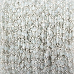 3mm Milky Aquamarine Faceted Rondelles on Silver Plated Chain (ONLINE ORDER ONLY)