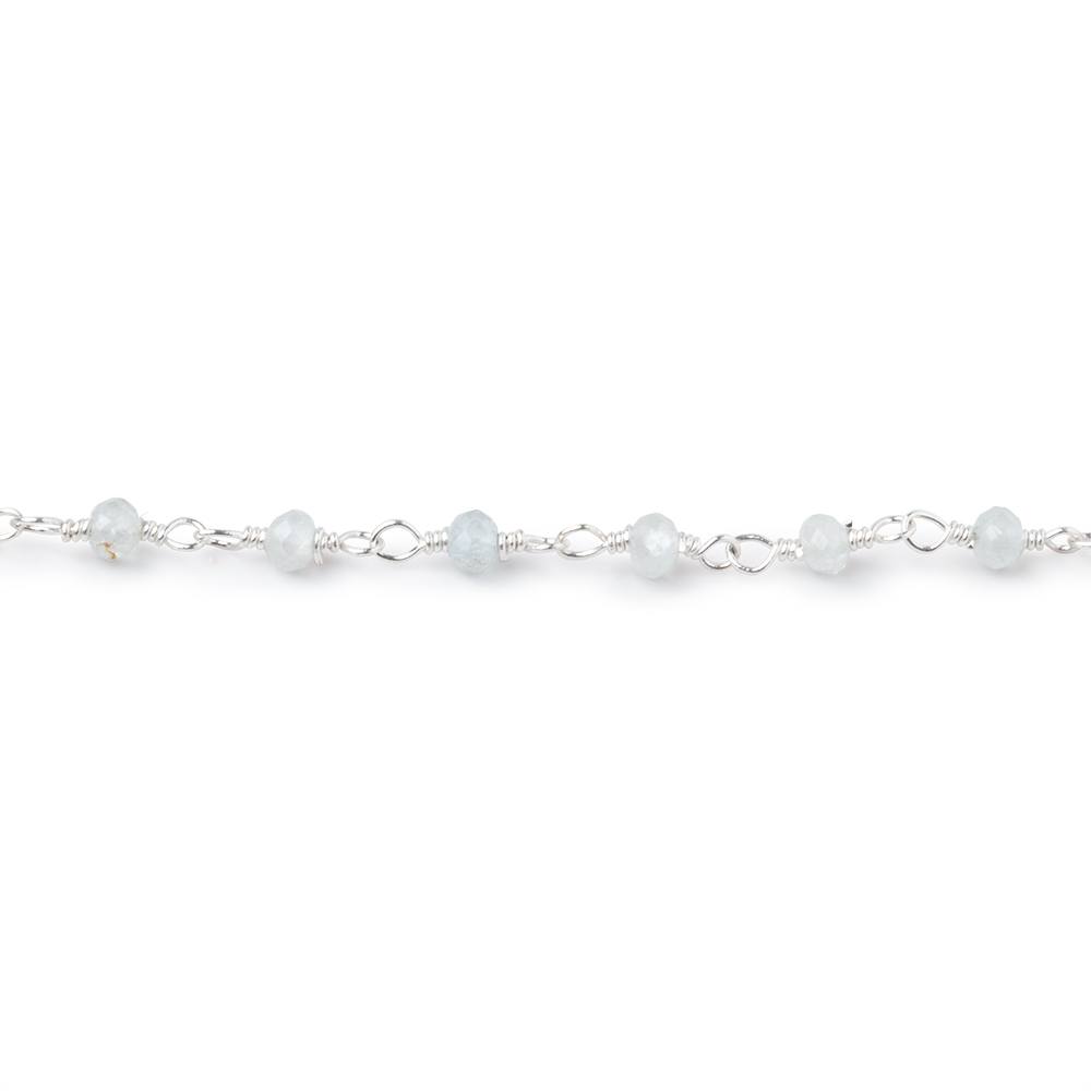 3mm Milky Aquamarine Faceted Rondelles on Silver Plated Chain (ONLINE ORDER ONLY)