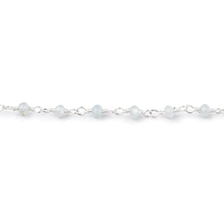 3mm Milky Aquamarine Faceted Rondelles on Silver Plated Chain (ONLINE ORDER ONLY)