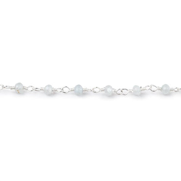 3mm Milky Aquamarine Faceted Rondelles on Silver Plated Chain (ONLINE ORDER ONLY)