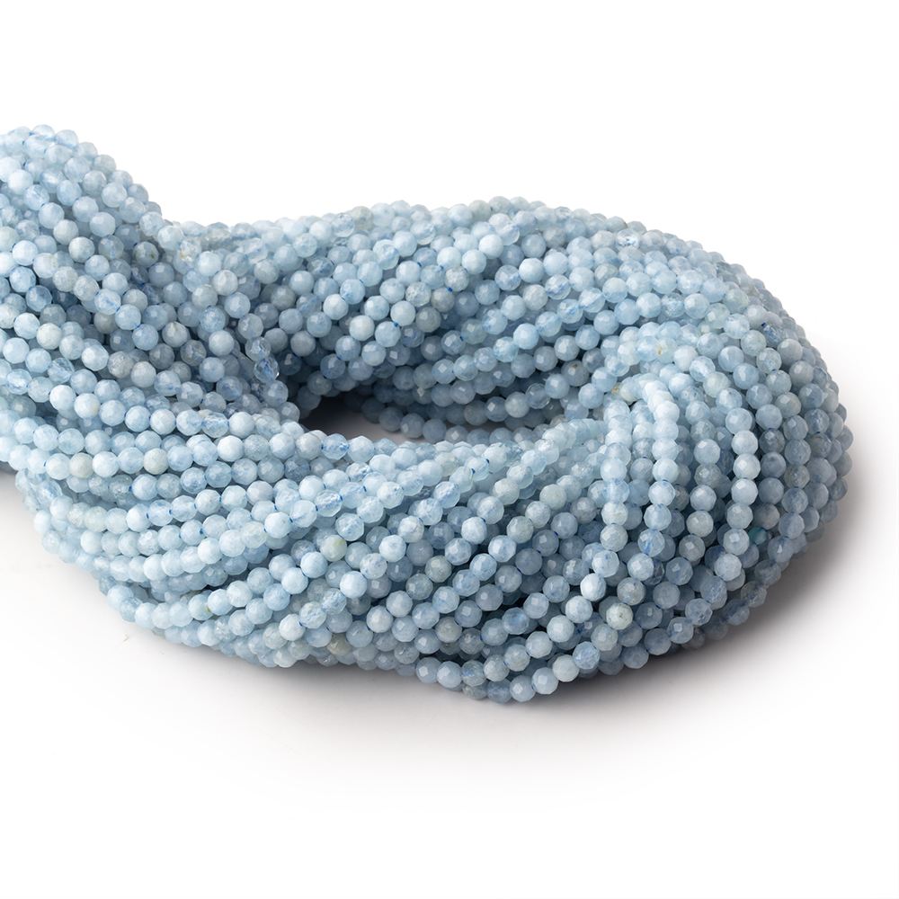 3mm Milky Aquamarine Micro Faceted Round Beads 12.25 inch 94 pieces (ONLINE ORDER ONLY)