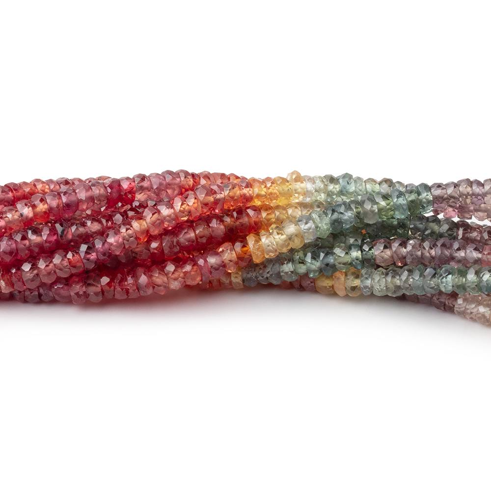 3mm Multi Color Sapphire Faceted Rondelle 18 inch 300 Beads AA (ONLINE ORDER ONLY)