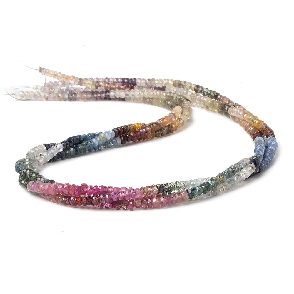 3mm Multi Color Sapphire Faceted Rondelle Beads 16 inch 210 pieces (ONLINE ORDER ONLY)