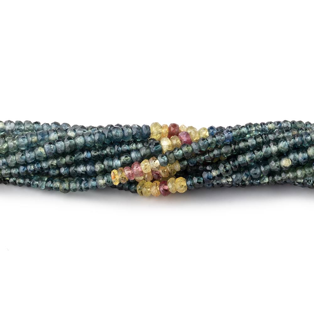 3mm Multi Color Sapphire Faceted Rondelle Beads 16 inch 245 pieces (ONLINE ORDER ONLY)