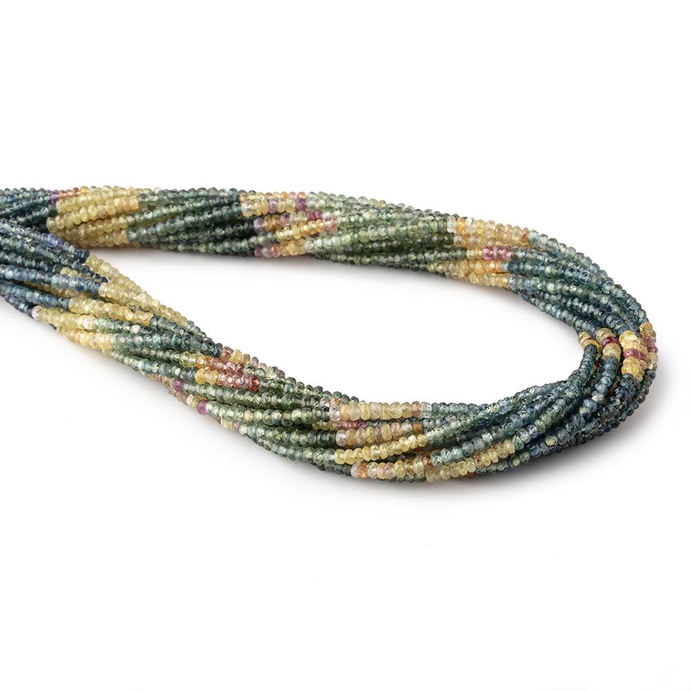 3mm Multi Color Sapphire Faceted Rondelle Beads 16 inch 245 pieces (ONLINE ORDER ONLY)