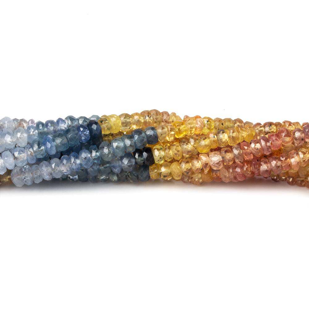 3mm Multi Color Sapphire Faceted Rondelle Beads 16.5 inch 220 pieces (ONLINE ORDER ONLY)