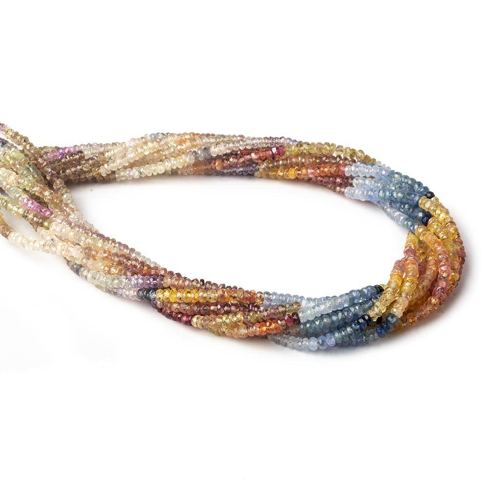 3mm Multi Color Sapphire Faceted Rondelle Beads 16.5 inch 220 pieces (ONLINE ORDER ONLY)