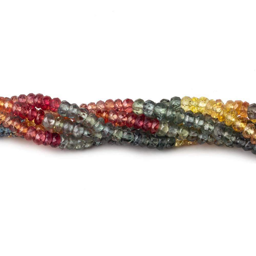 3mm Multi Color Sapphire Faceted Rondelle Beads 18 inch 250 pieces (ONLINE ORDER ONLY)