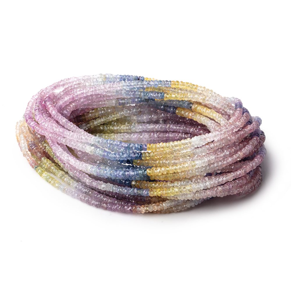 3mm Multi Color Sapphire Faceted Rondelles 18 inch 314 Beads (ONLINE ORDER ONLY)