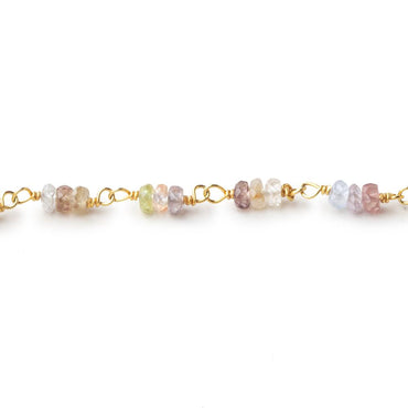 3mm Multi Color Madagascar Sapphire micro faceted rondelle Trio Vermeil Chain per (ONLINE ORDER ONLY)