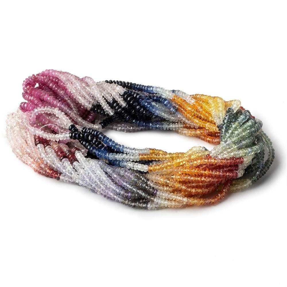 3mm Multi Color Fancy Sapphire faceted rondelles 18 inch 320 beads A (ONLINE ORDER ONLY)