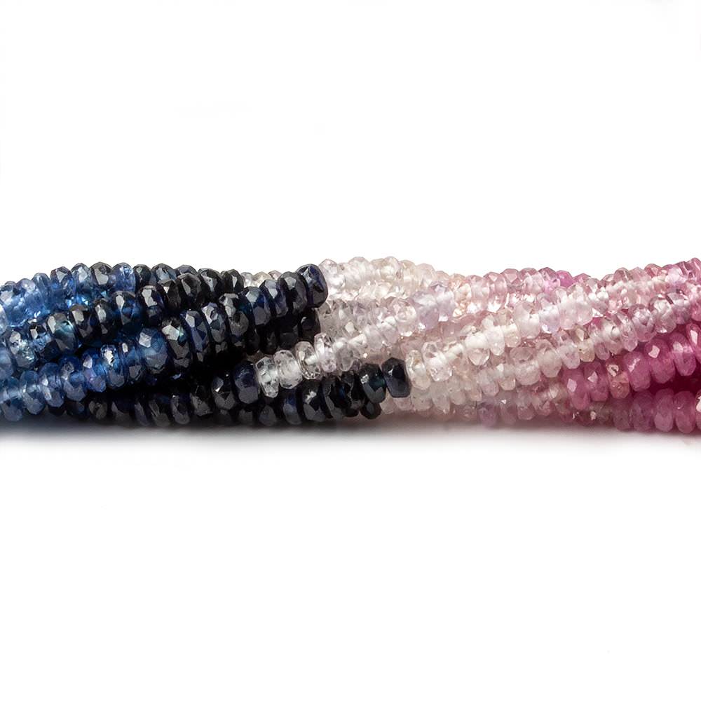 3mm Multi Color Fancy Sapphire faceted rondelles 18 inch 320 beads A (ONLINE ORDER ONLY)