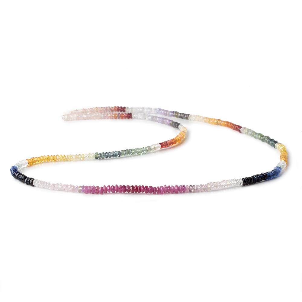 3mm Multi Color Fancy Sapphire faceted rondelles 18 inch 320 beads A (ONLINE ORDER ONLY)