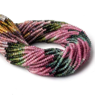 3mm Multi Color Tourmaline micro faceted disc rondelle beads 12.5 inch 155 pieces AAA (ONLINE ORDER ONLY)