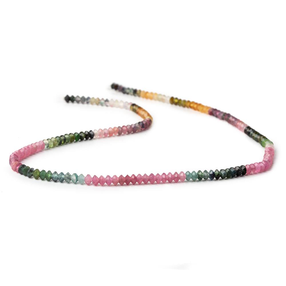 3mm Multi Color Tourmaline micro faceted disc rondelle beads 12.5 inch 155 pieces AAA (ONLINE ORDER ONLY)