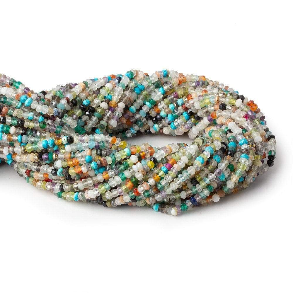 3mm Multi Gemstone Faceted Rondelle Beads 13 inch 145 pieces (ONLINE ORDER ONLY)