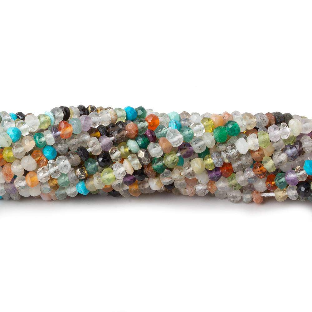 3mm Multi Gemstone Faceted Rondelle Beads 13 inch 145 pieces (ONLINE ORDER ONLY)