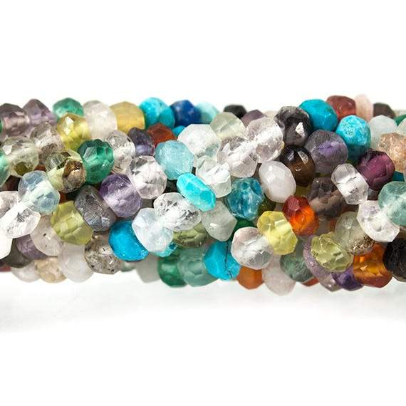 3mm Multi Gemstone Faceted Rondelle Beads 13 inch 145 pieces (ONLINE ORDER ONLY)