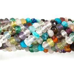 3mm Multi Gemstone Faceted Rondelle Beads 13 inch 145 pieces (ONLINE ORDER ONLY)