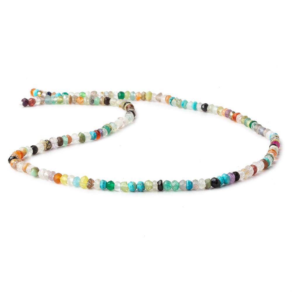 3mm Multi Gemstone Faceted Rondelle Beads 13 inch 145 pieces (ONLINE ORDER ONLY)