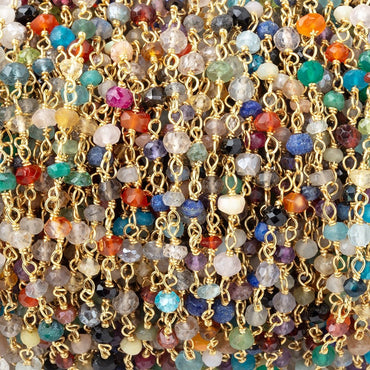 3mm Multi Gemstone Faceted Rondelle Vermeil Chain (ONLINE ORDER ONLY)