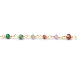3mm Multi Gemstone Faceted Rondelle Vermeil Chain (ONLINE ORDER ONLY)