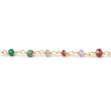 3mm Multi Gemstone Faceted Rondelle Vermeil Chain (ONLINE ORDER ONLY)