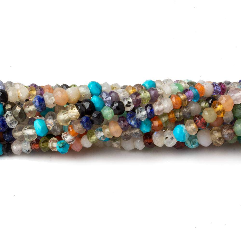 3mm MultiGemstone Faceted Rondelle Beads 13 inch 155 pieces (ONLINE ORDER ONLY)