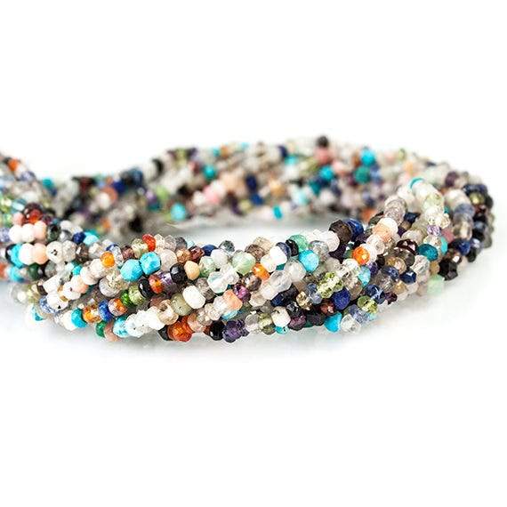3mm MultiGemstone Faceted Rondelle Beads 13 inch 155 pieces (ONLINE ORDER ONLY)