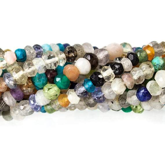 3mm MultiGemstone Faceted Rondelle Beads 13 inch 155 pieces (ONLINE ORDER ONLY)