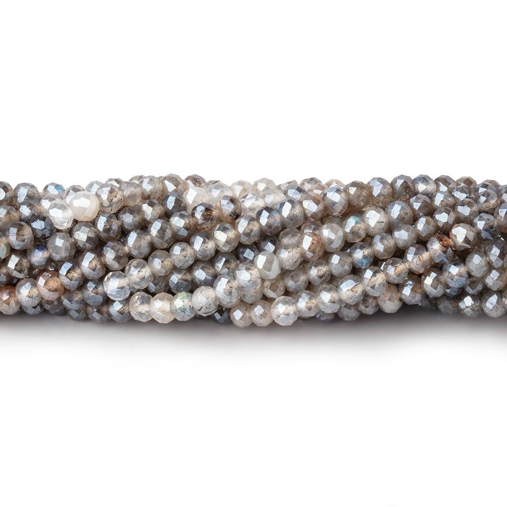 3mm Mystic Labradorite & Moonstone Micro Faceted Rondelles 12.5 inch 136 beads (ONLINE ORDER ONLY)