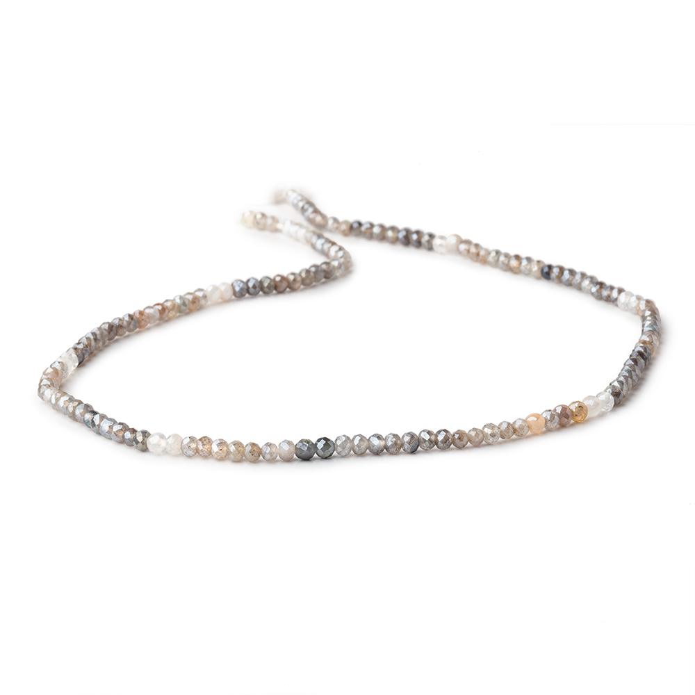 3mm Mystic Labradorite & Moonstone Micro Faceted Rondelles 12.5 inch 136 beads (ONLINE ORDER ONLY)