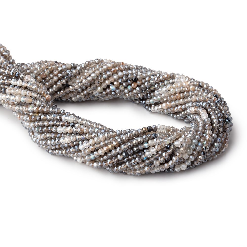 3mm Mystic Labradorite & Moonstone Micro Faceted Rondelles 12.5 inch 136 beads (ONLINE ORDER ONLY)