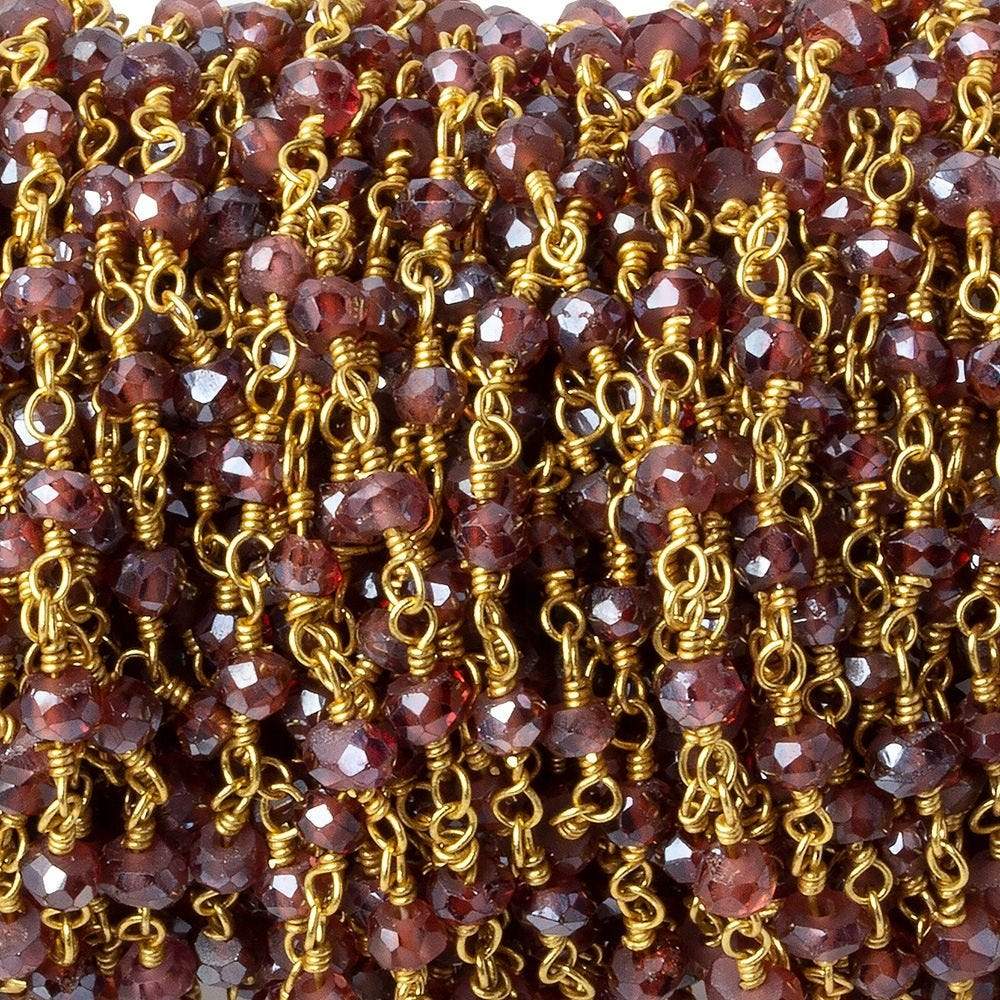 3mm Mystic Rhodolite Garnet faceted rondelles on Gold Chain (ONLINE ORDER ONLY)