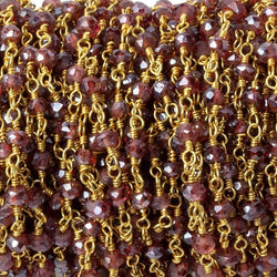 3mm Mystic Rhodolite Garnet faceted rondelles on Gold Chain (ONLINE ORDER ONLY)