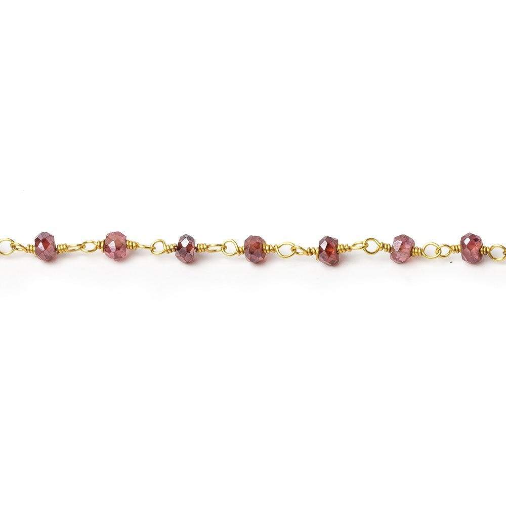 3mm Mystic Rhodolite Garnet faceted rondelles on Gold Chain (ONLINE ORDER ONLY)