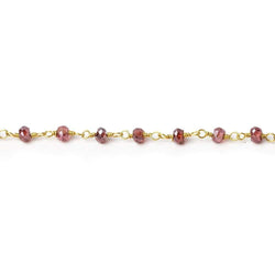 3mm Mystic Rhodolite Garnet faceted rondelles on Gold Chain (ONLINE ORDER ONLY)